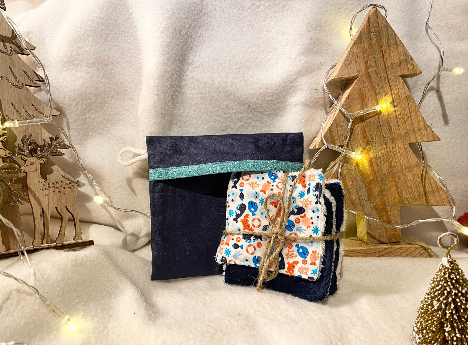 Ensemble Lingettes lavables et la pochette enduite