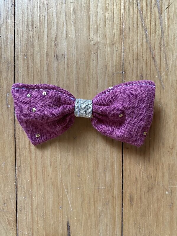 Barrette "collection double gaze figue à pois dorés"