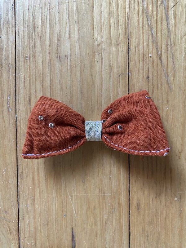 Barrette "collection double gaze rouille à pois dorés"