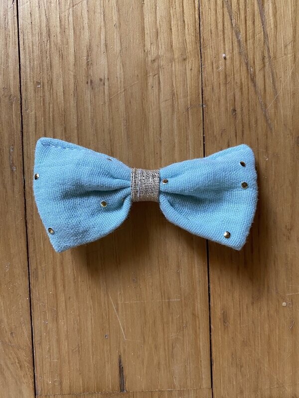 Barrette "collection double gaze bleu clair à pois dorés"