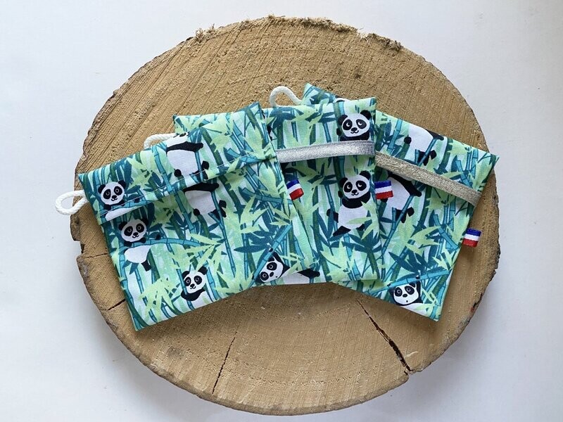 Pochette enduite "panda verts"