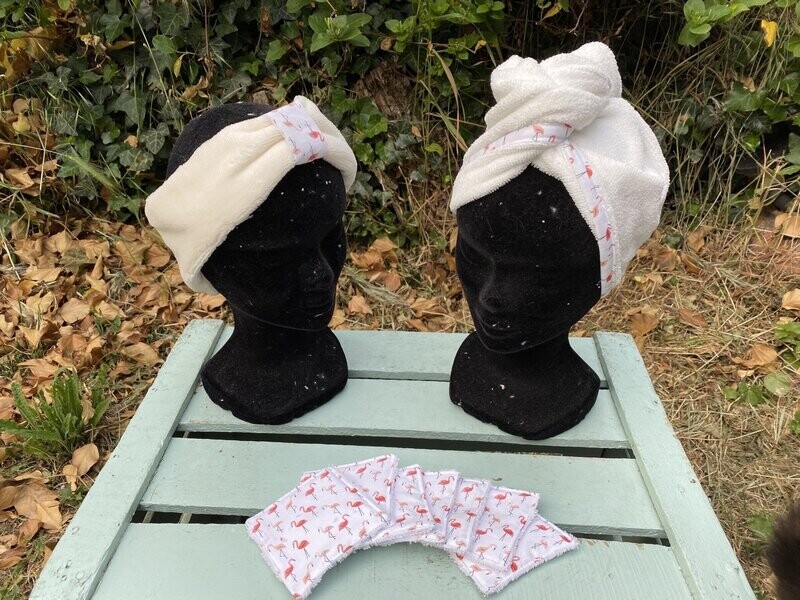 Ensemble de soin, motif flamand rose
