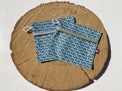 Pochette enduite à motifs géométriques bleu