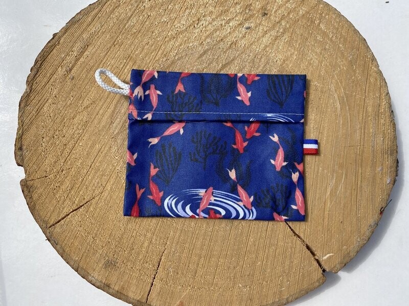 Pochette enduite à motifs poissons