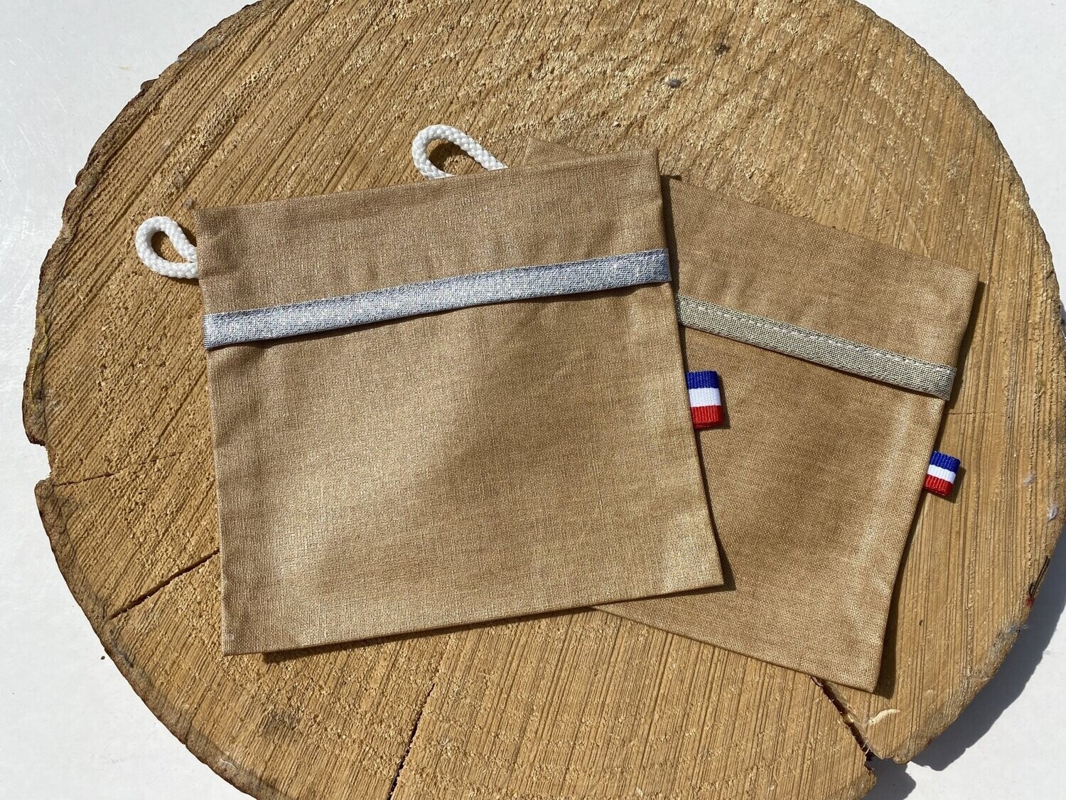 Pochette enduite beige dorée