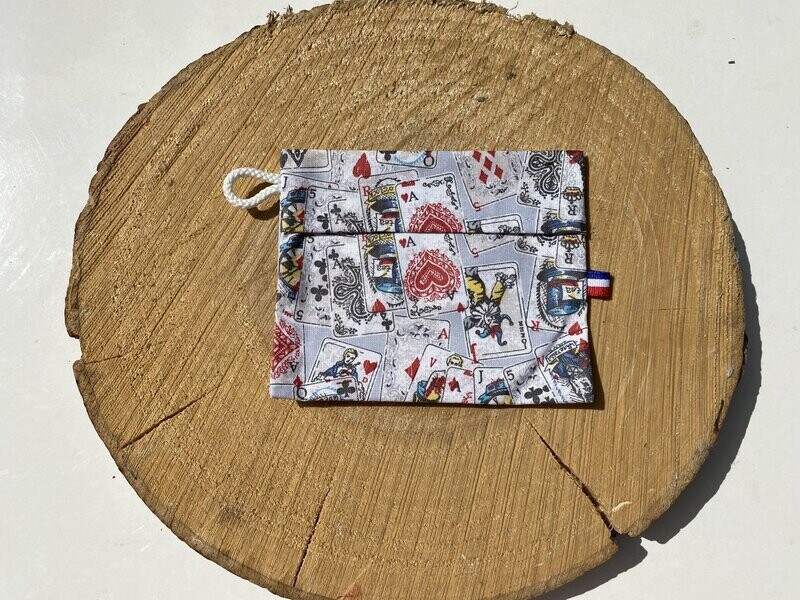 Pochette enduite à motifs jeu de cartes