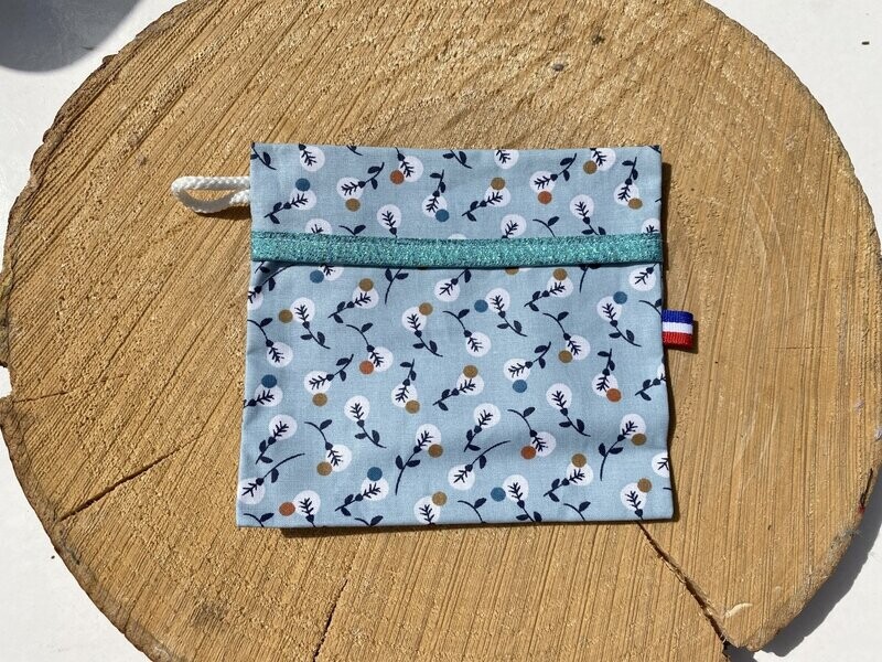Pochette enduite bleus à fleurs