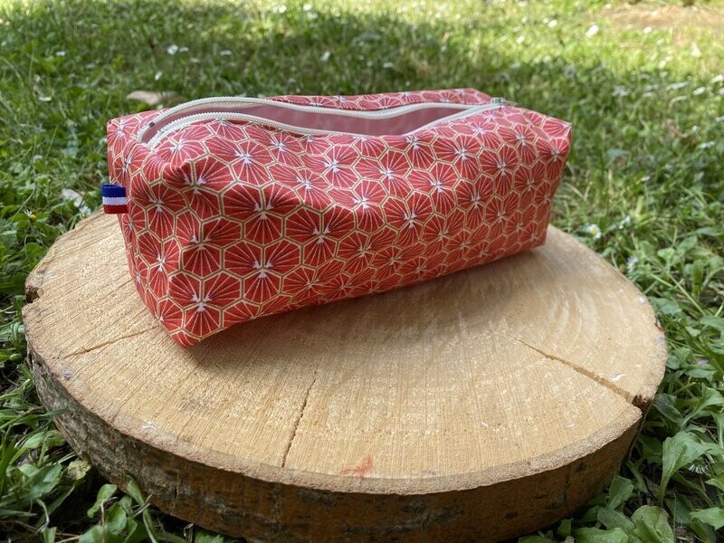 Trousse d'école à motifs géométriques rouge