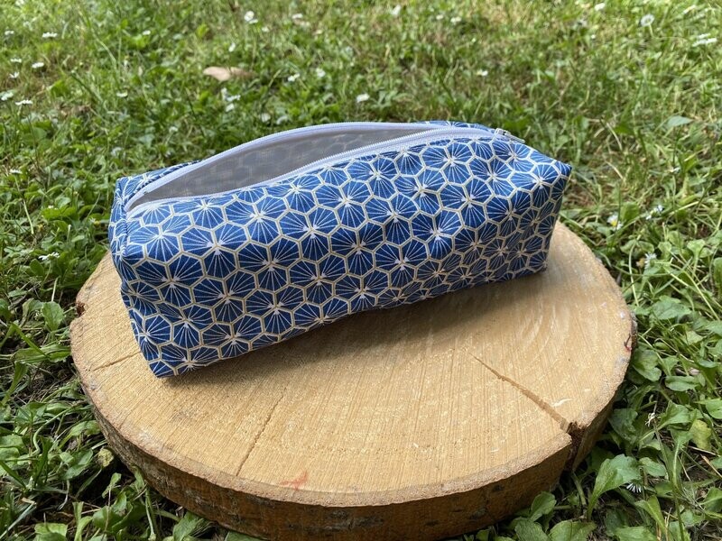 Trousse d'école à motifs géométriques bleus