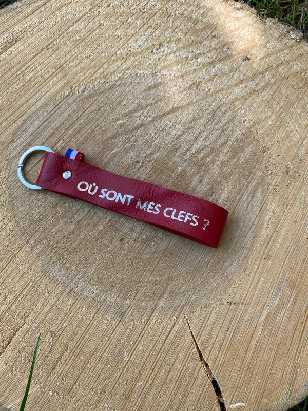 Porte clé en cuir « OÙ SONT MES CLEFS ? »