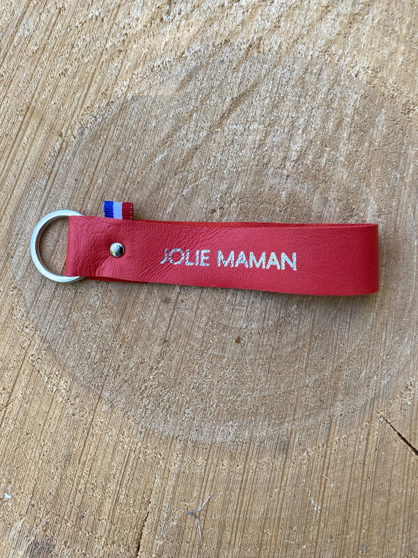 Porte clé en cuir « JOLIE MAMAN » 