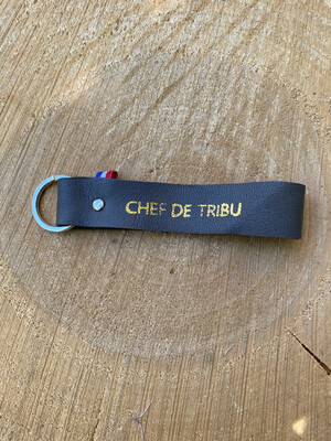 Porte clé en cuir « CHEF DE TRIBU »