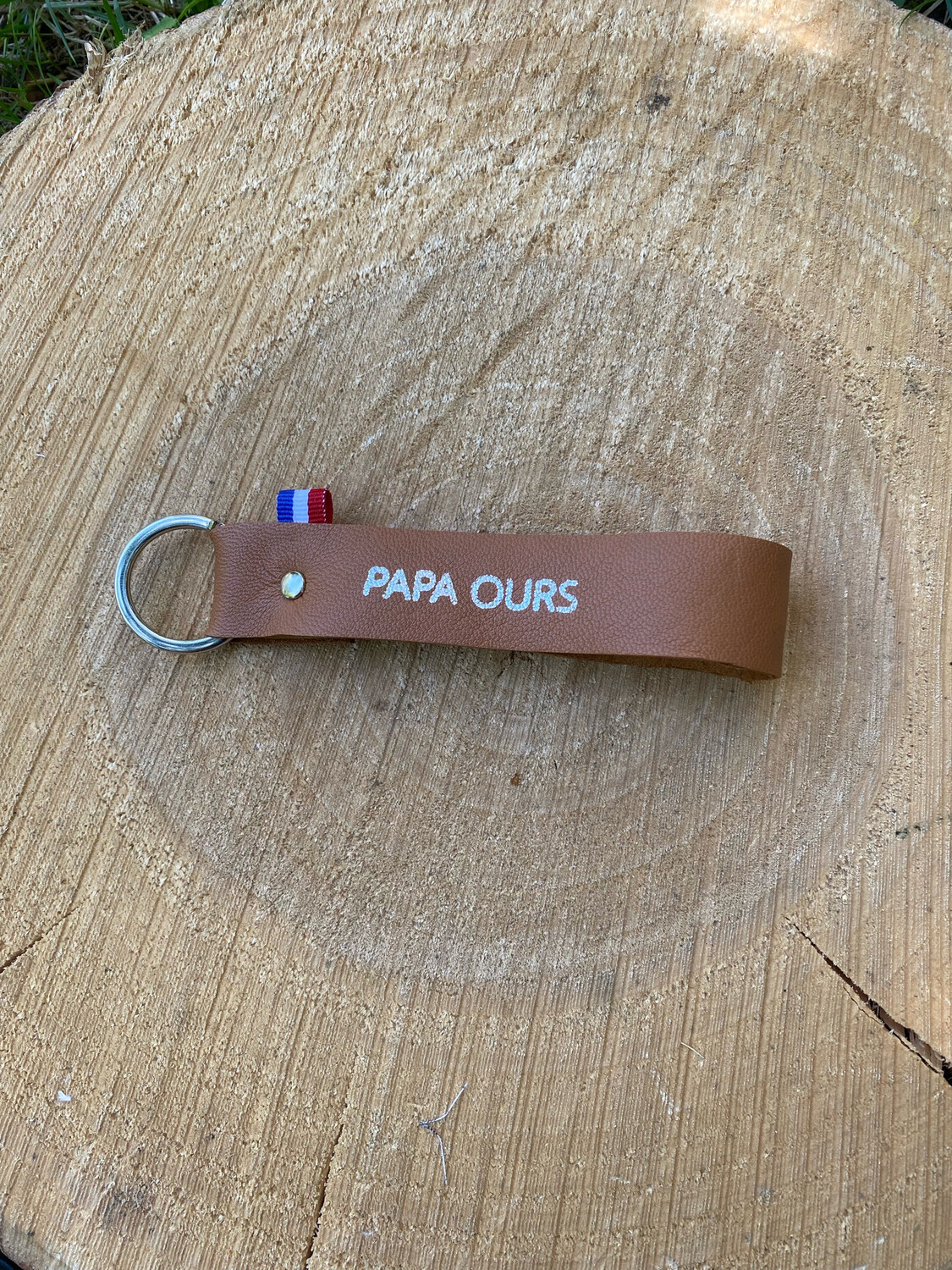Porte clé en cuir « PAPA OURS »