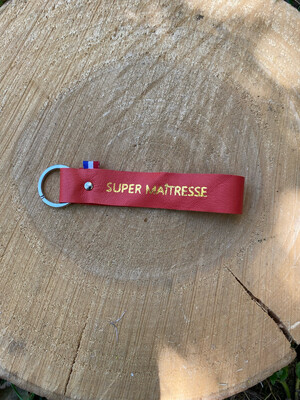 Porte clé en cuir « SUPER MAÎTRESSE » 