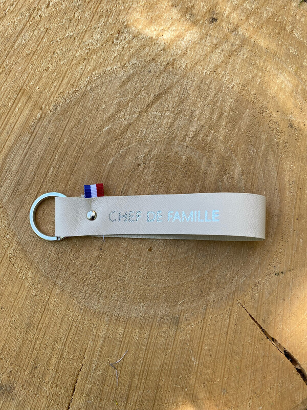 Porte clé en cuir « CHEF DE FAMILLE » 