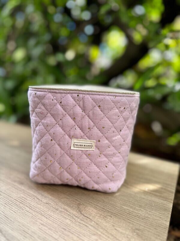 Panière manière matelassée, coloris rose pâle