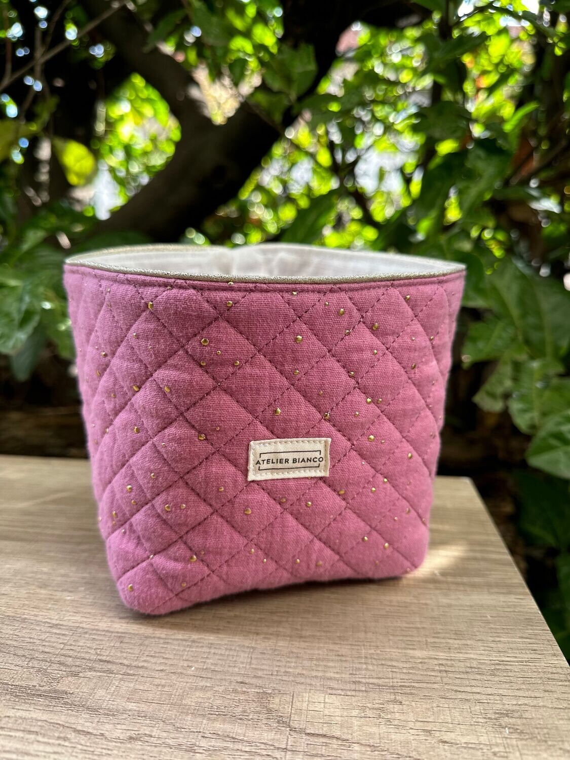 Panière manière matelassée, coloris rose