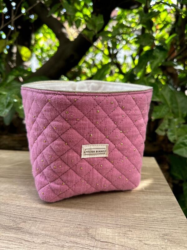 Panière manière matelassée, coloris rose