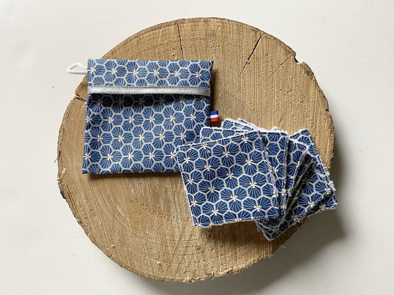 Ensemble lingettes lavables motifs hexagonal