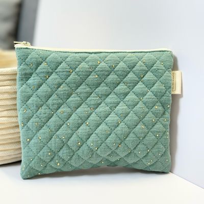 Pochette matelassée eucalyptus