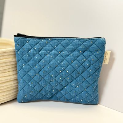 Pochette matelassée bleu canard