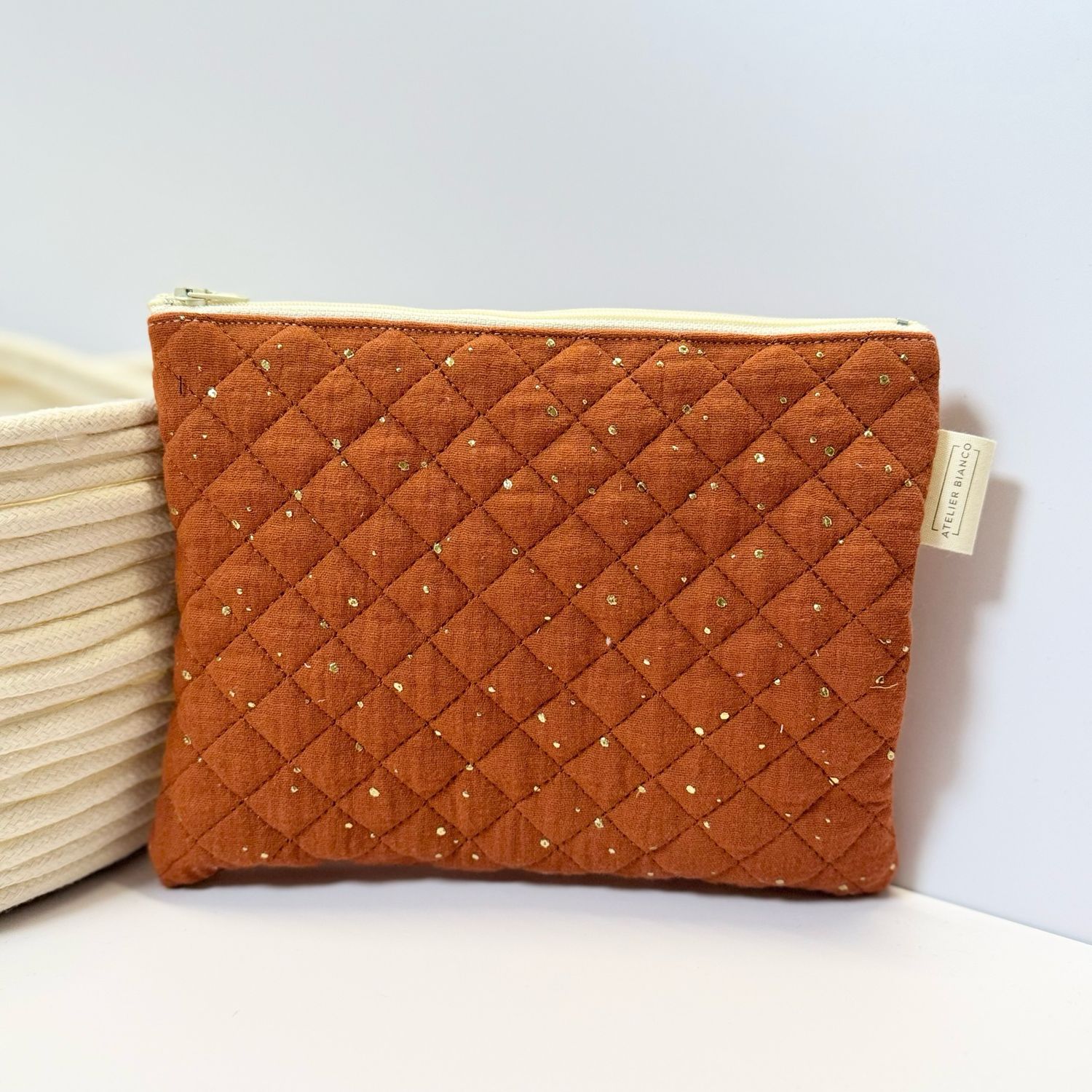 Pochette matelassée rouille