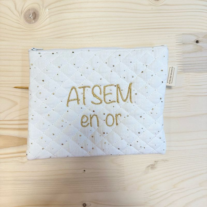 Pochette matelassée "ATSEM en or"