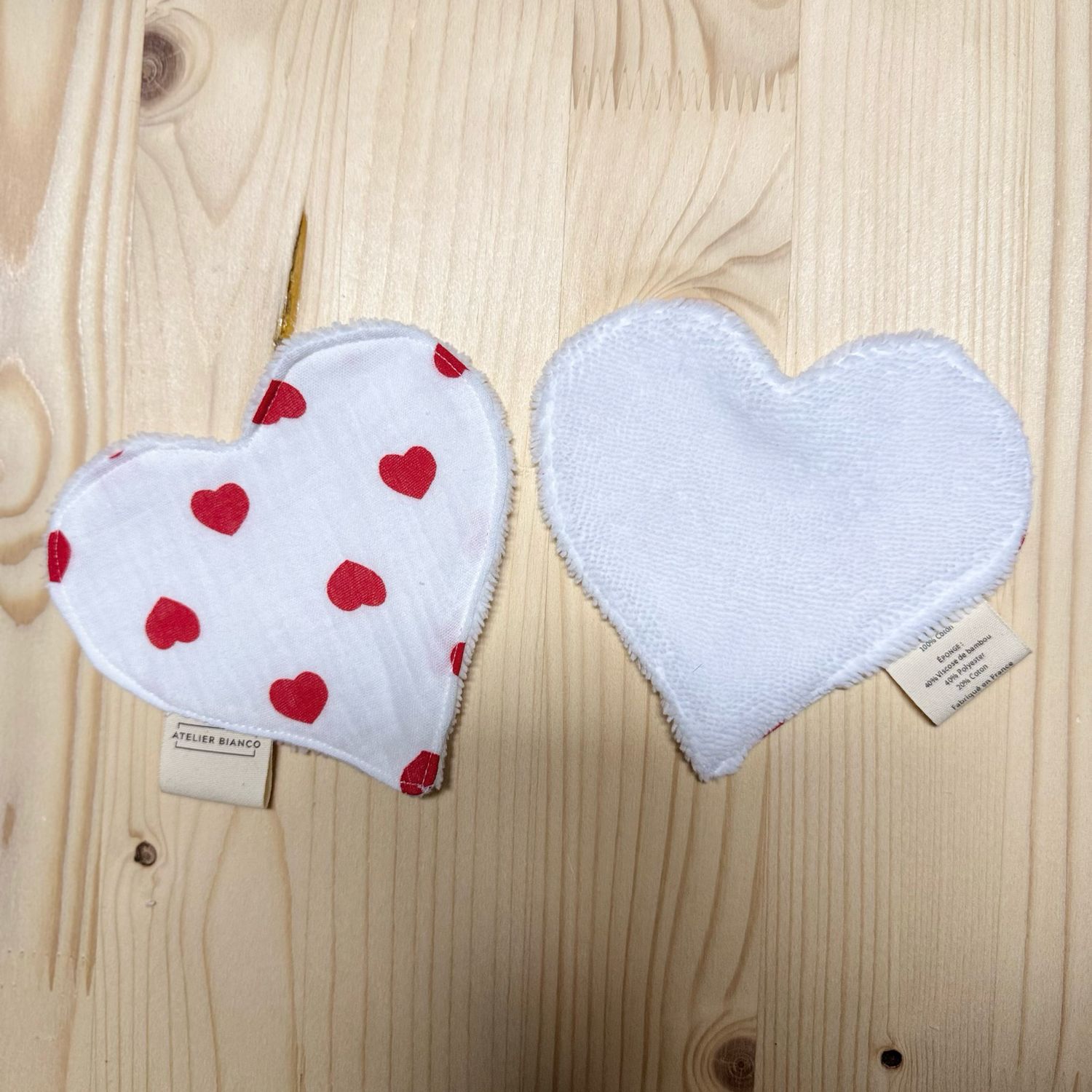 Lot de 2 lingettes lavables "coeur"