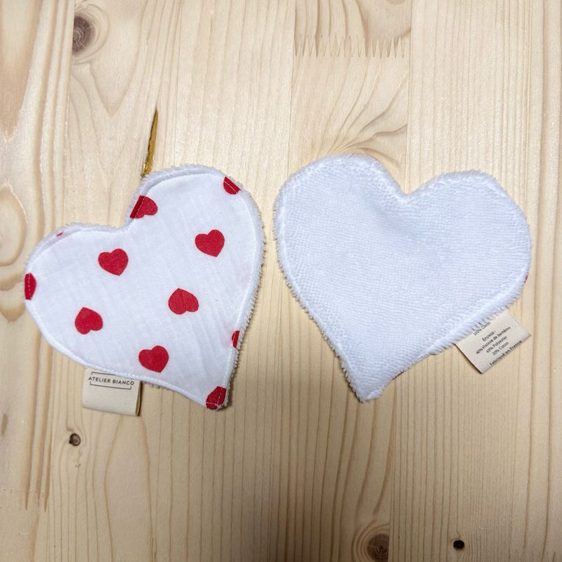 Lot de 2 lingettes lavables "coeur"