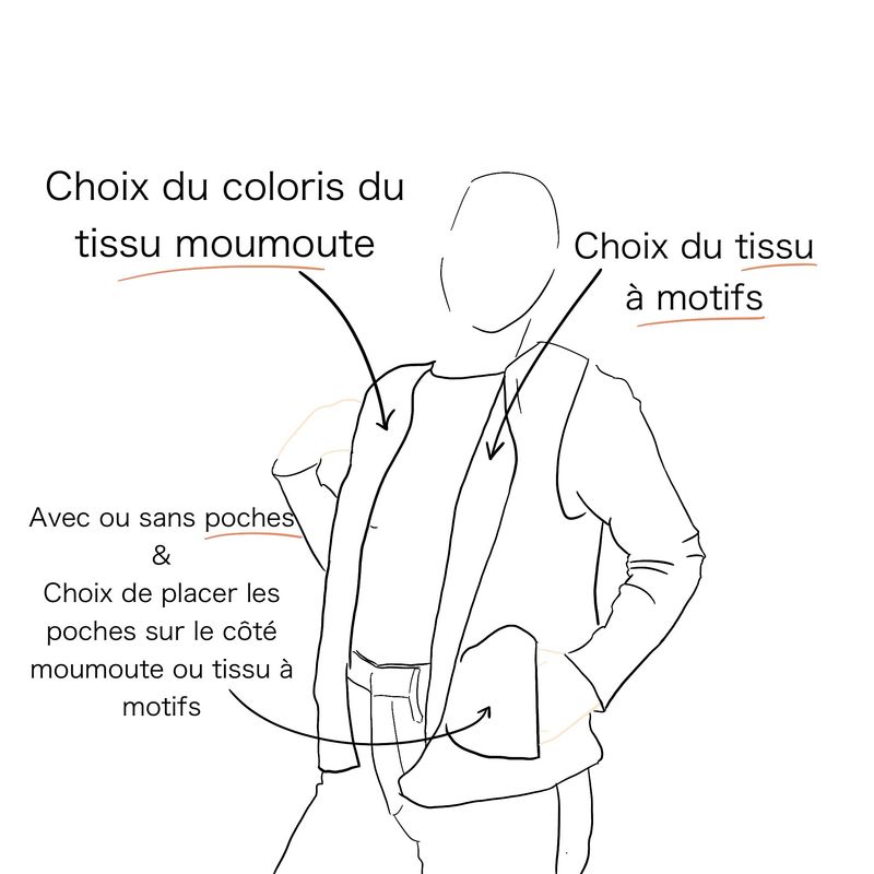 Gilet moumoute réversible sur mesure