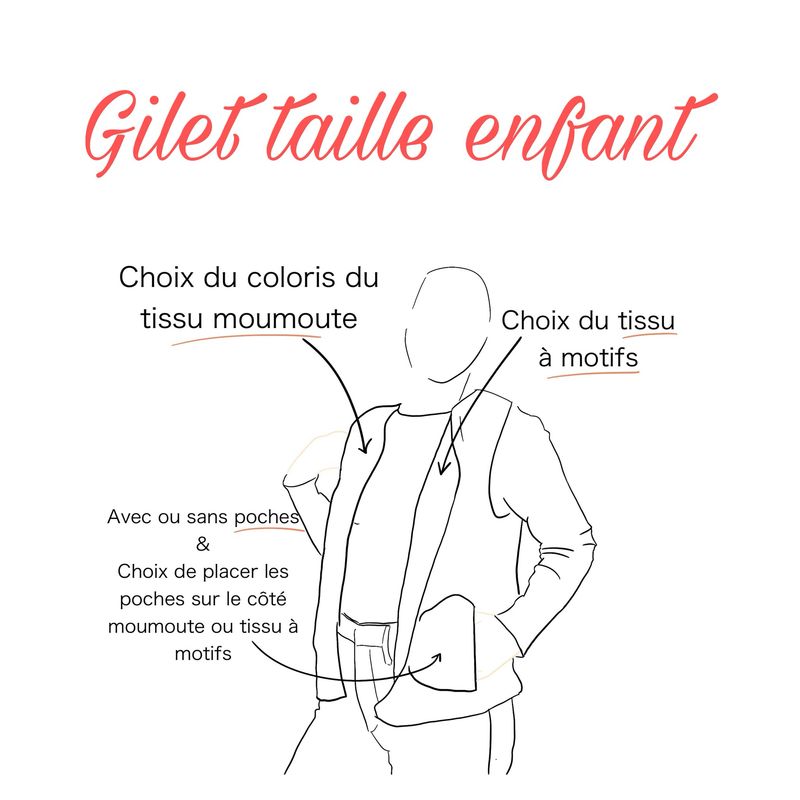 Gilet moumoute ENFANT réversible sur mesure