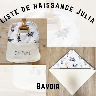 Bavoir - "Bouille d'amour" Liste de naissance Julia