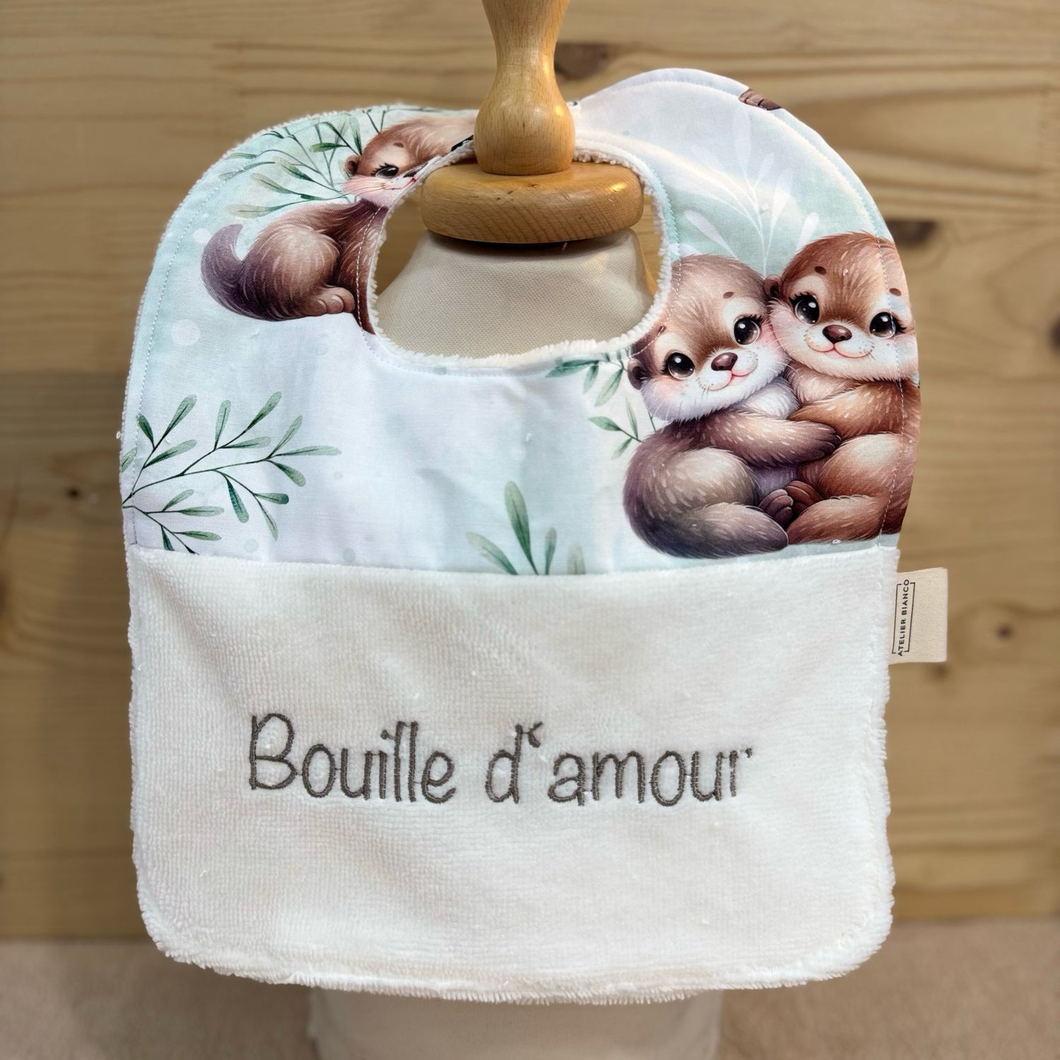 ? Personalized Baby Bib in Cotton and Bamboo – Handmade Newborn Gift, Soft and Unique