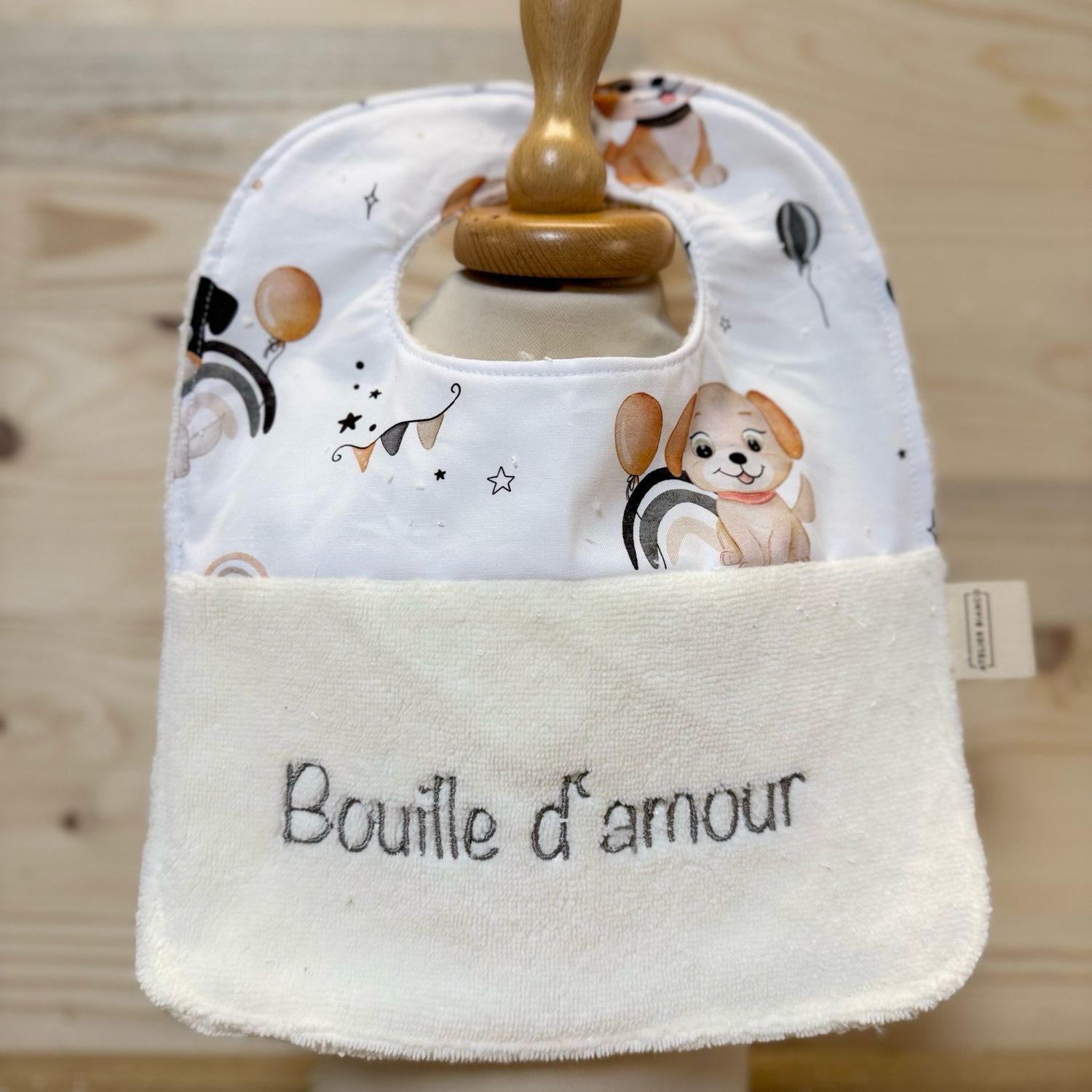 ? Personalized Baby Bib in Cotton and Bamboo – Handmade Newborn Gift, Soft and Unique