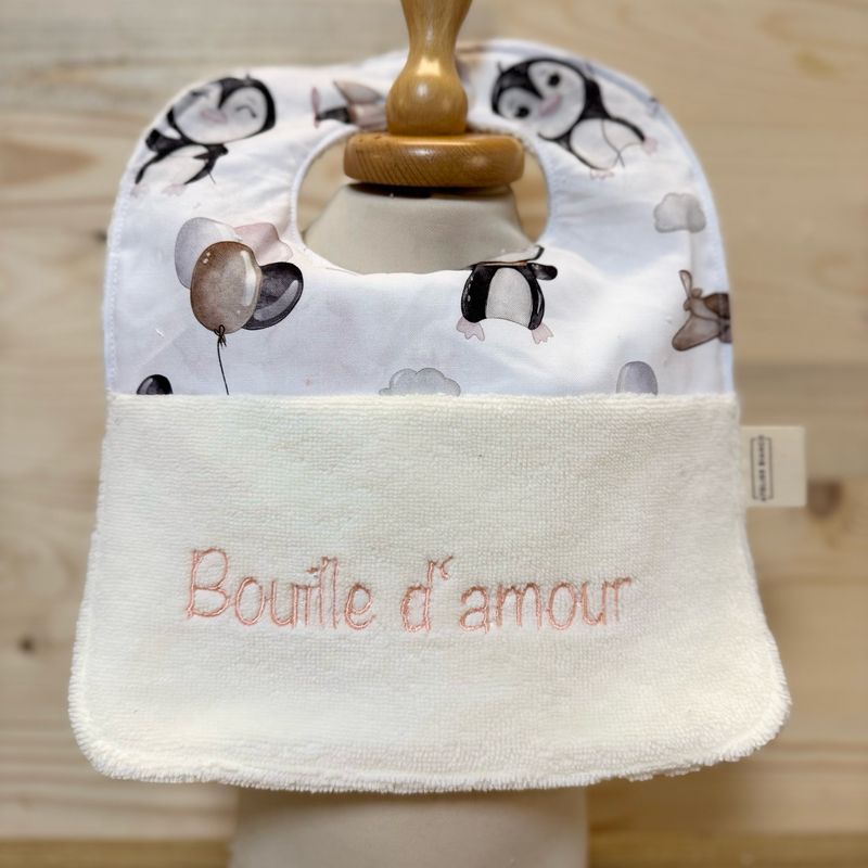 ? Personalized Baby Bib in Cotton and Bamboo – Handmade Newborn Gift, Soft and Unique