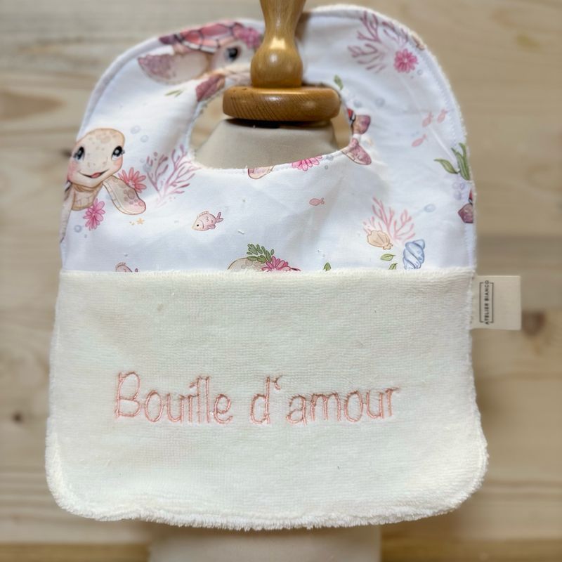 ? Personalized Baby Bib in Cotton and Bamboo – Handmade Newborn Gift, Soft and Unique