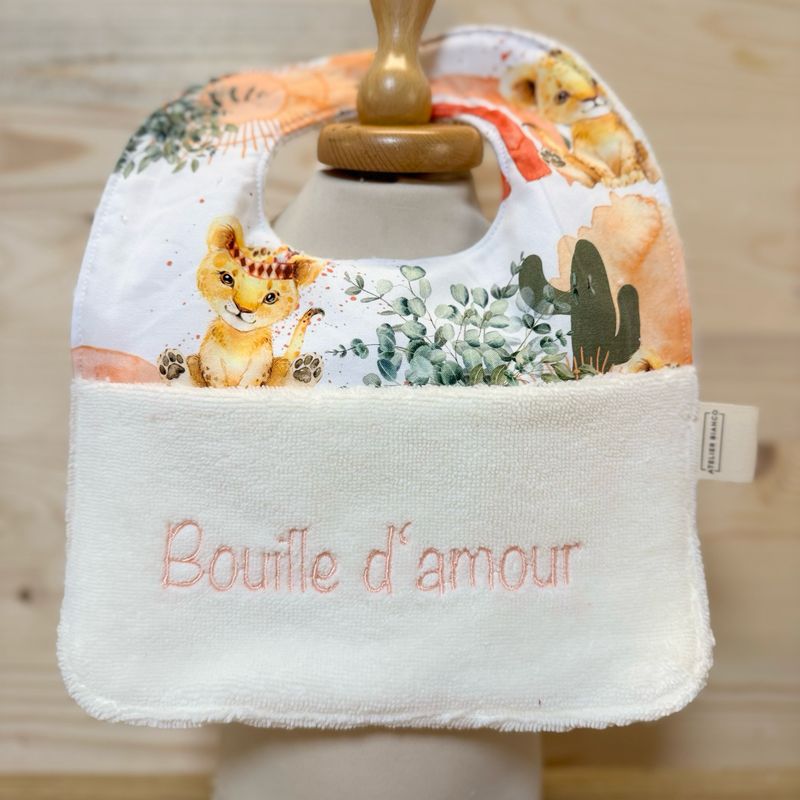 ? Personalized Baby Bib in Cotton and Bamboo – Handmade Newborn Gift, Soft and Unique