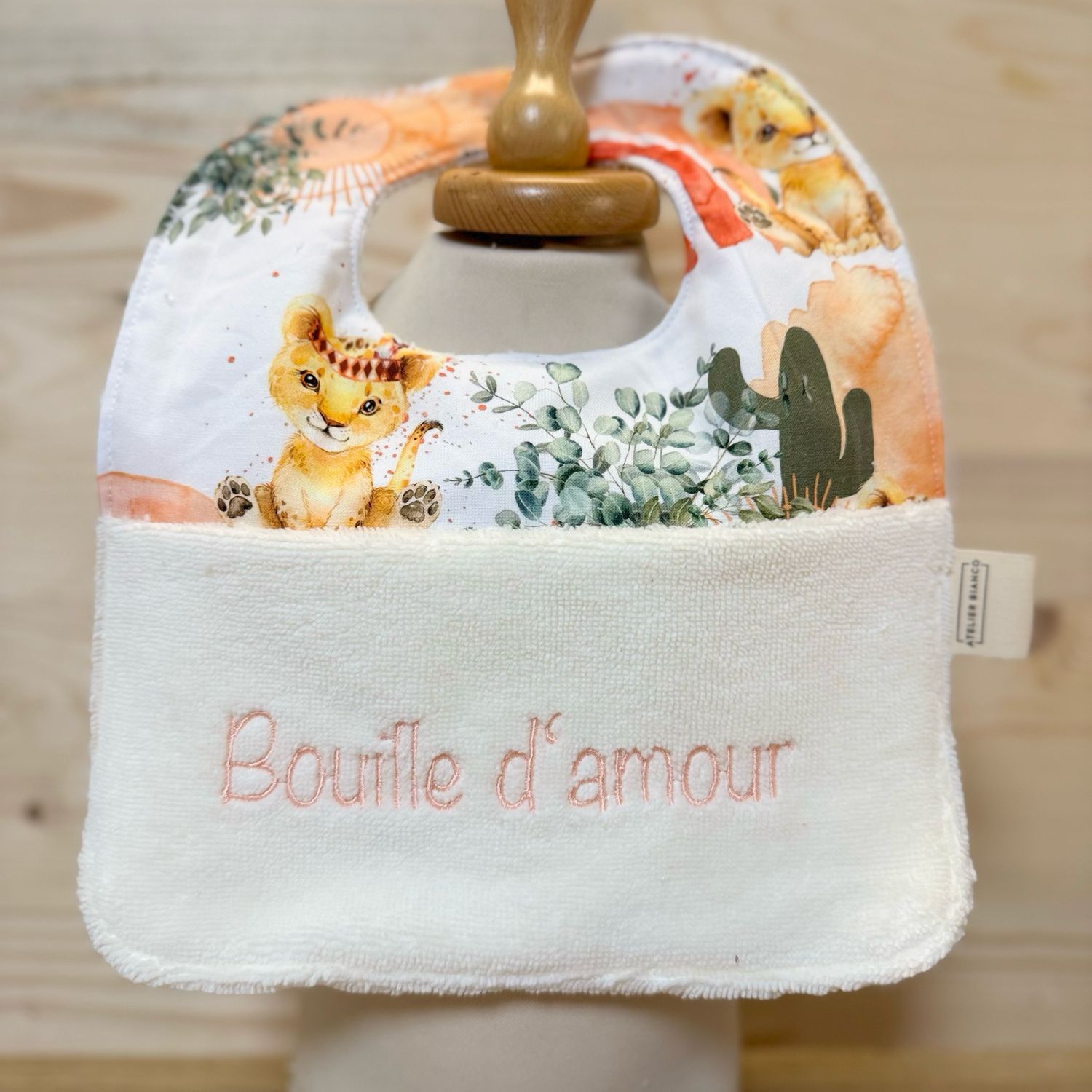 ? Personalized Baby Bib in Cotton and Bamboo – Handmade Newborn Gift, Soft and Unique