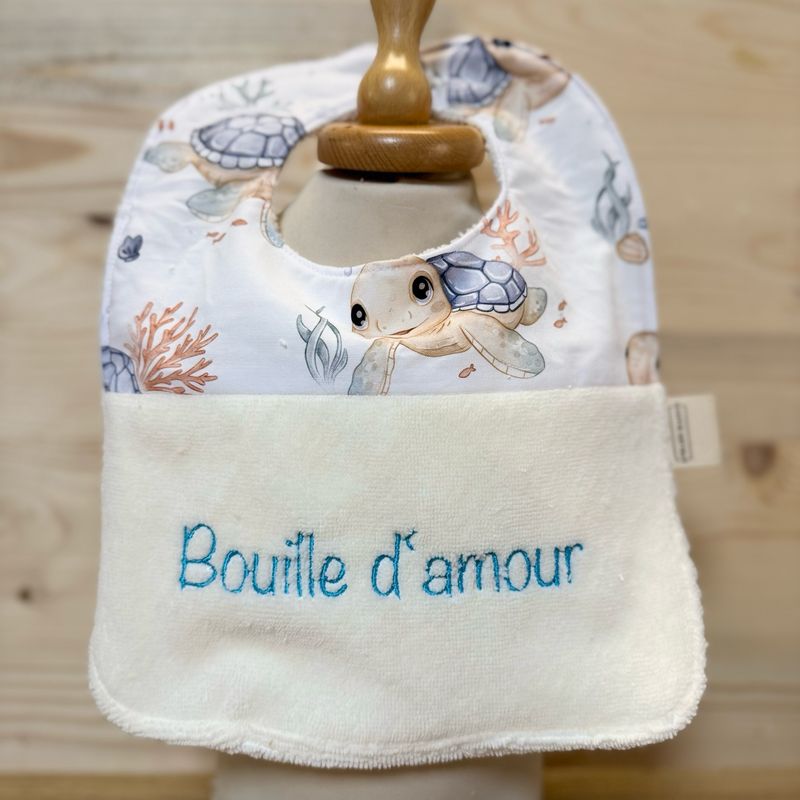 ? Personalized Baby Bib in Cotton and Bamboo – Handmade Newborn Gift, Soft and Unique