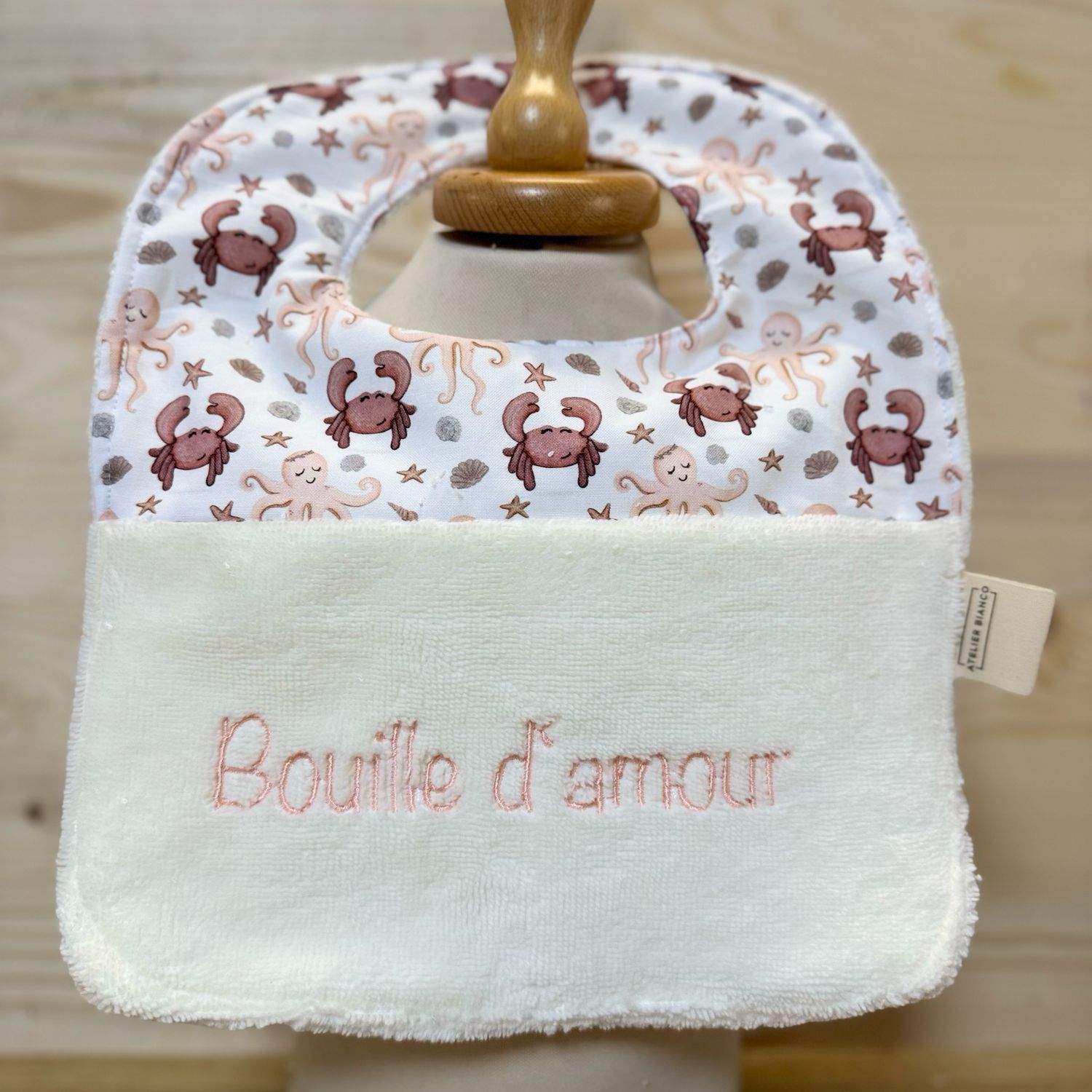 ? Personalized Baby Bib in Cotton and Bamboo – Handmade Newborn Gift, Soft and Unique