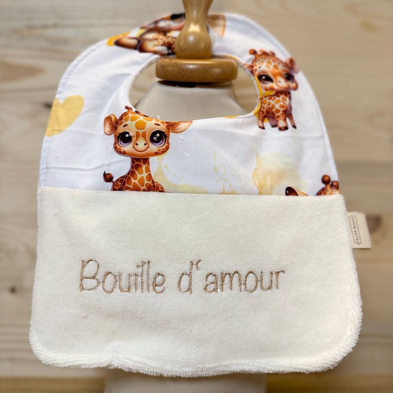 ? Personalized Baby Bib in Cotton and Bamboo – Handmade Newborn Gift, Soft and Unique