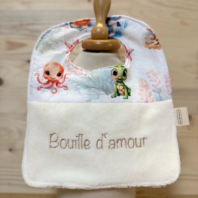 ? Personalized Baby Bib in Cotton and Bamboo – Handmade Newborn Gift, Soft and Unique