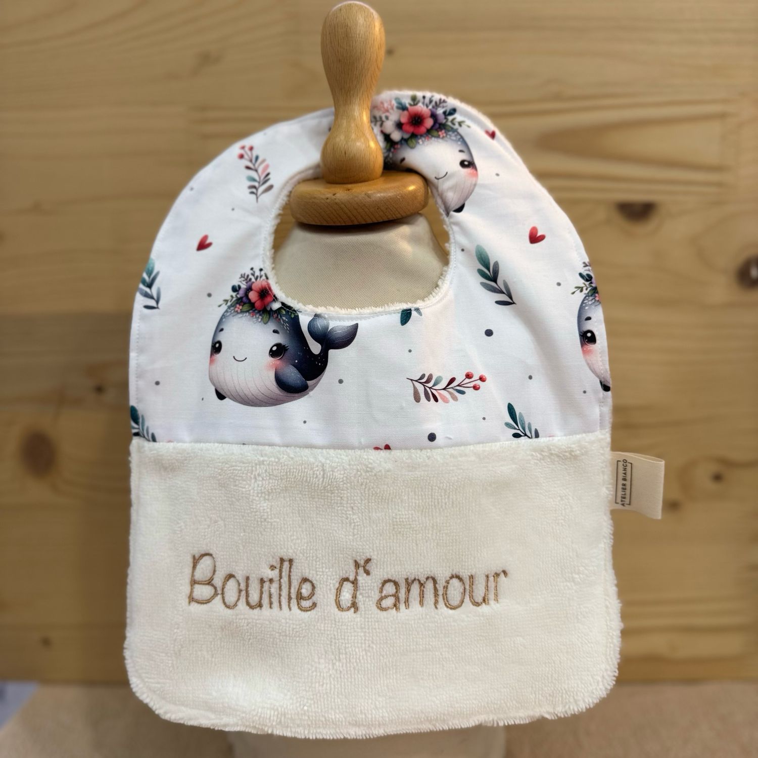 ? Personalized Baby Bib in Cotton and Bamboo – Handmade Newborn Gift, Soft and Unique