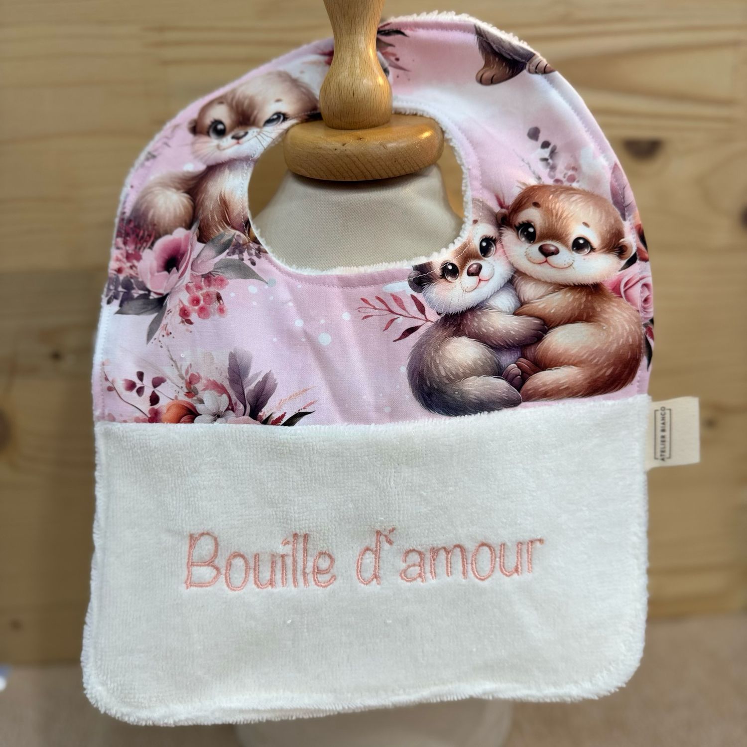 ? Personalized Baby Bib in Cotton and Bamboo – Handmade Newborn Gift, Soft and Unique