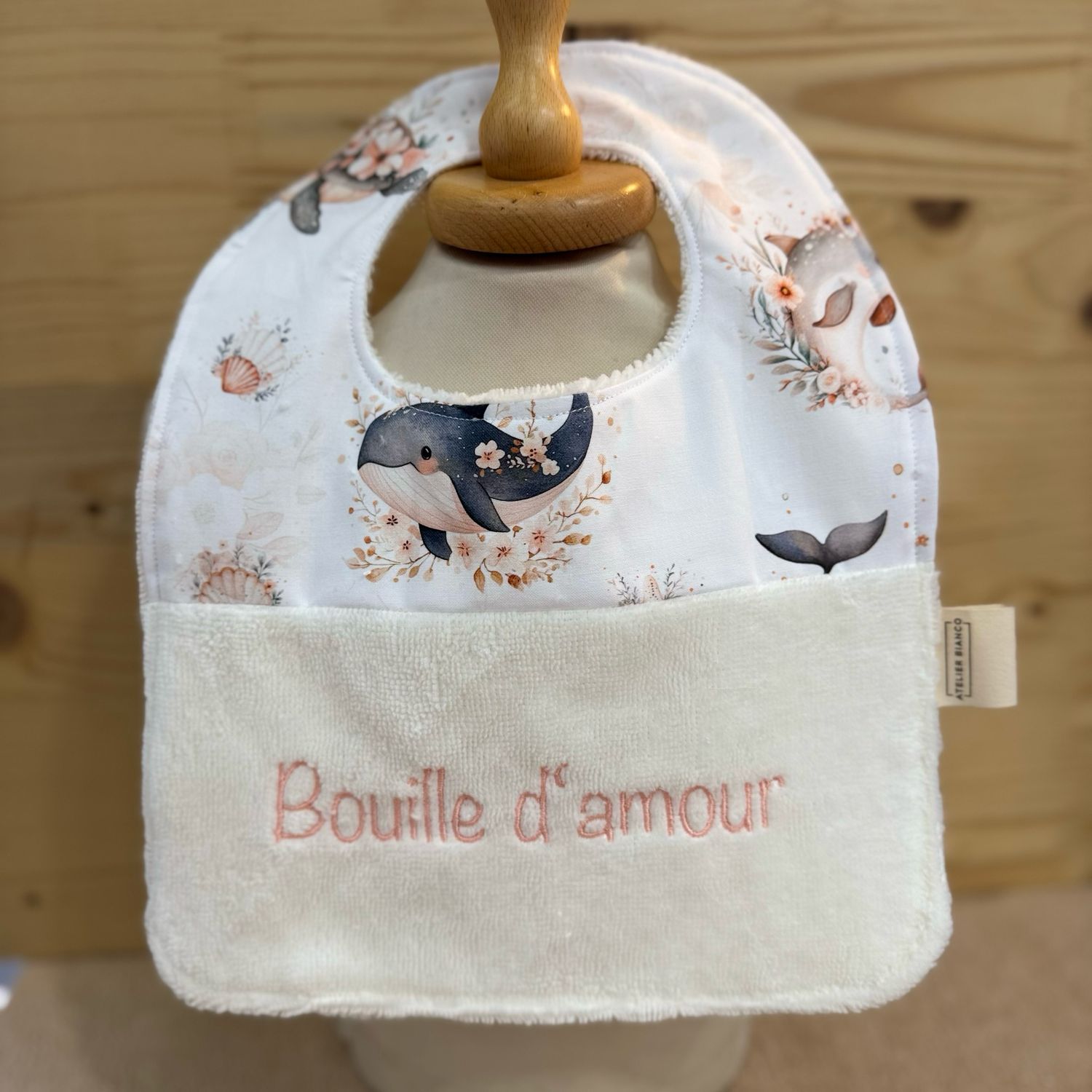 ? Personalized Baby Bib in Cotton and Bamboo – Handmade Newborn Gift, Soft and Unique