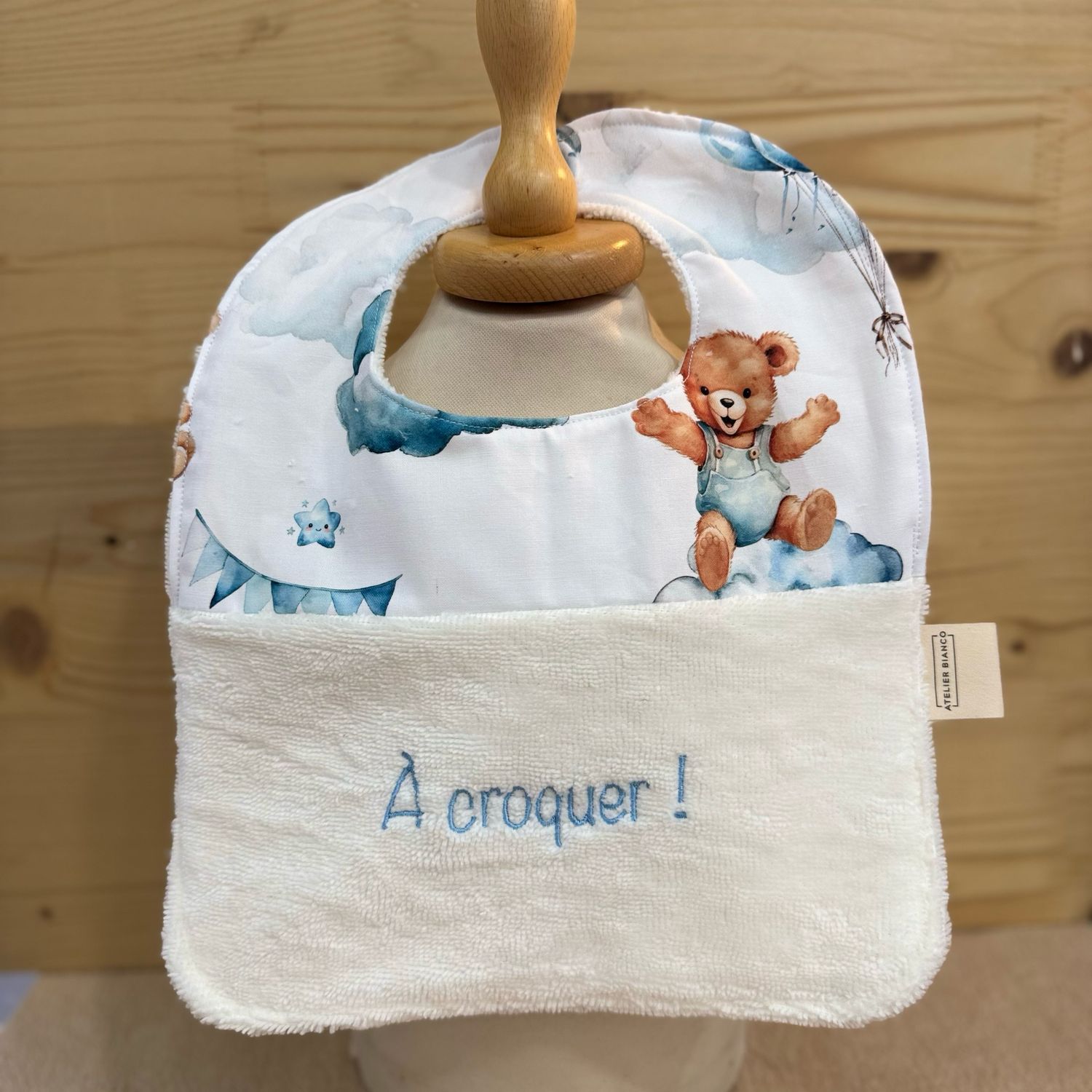 ? Personalized Baby Bib in Cotton and Bamboo – Handmade Newborn Gift, Soft and Unique