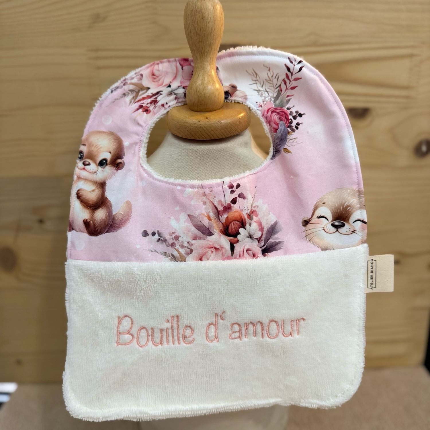 ? Personalized Baby Bib in Cotton and Bamboo – Handmade Newborn Gift, Soft and Unique
