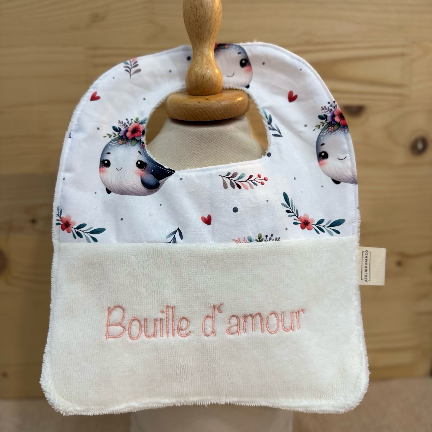 ? Personalized Baby Bib in Cotton and Bamboo – Handmade Newborn Gift, Soft and Unique