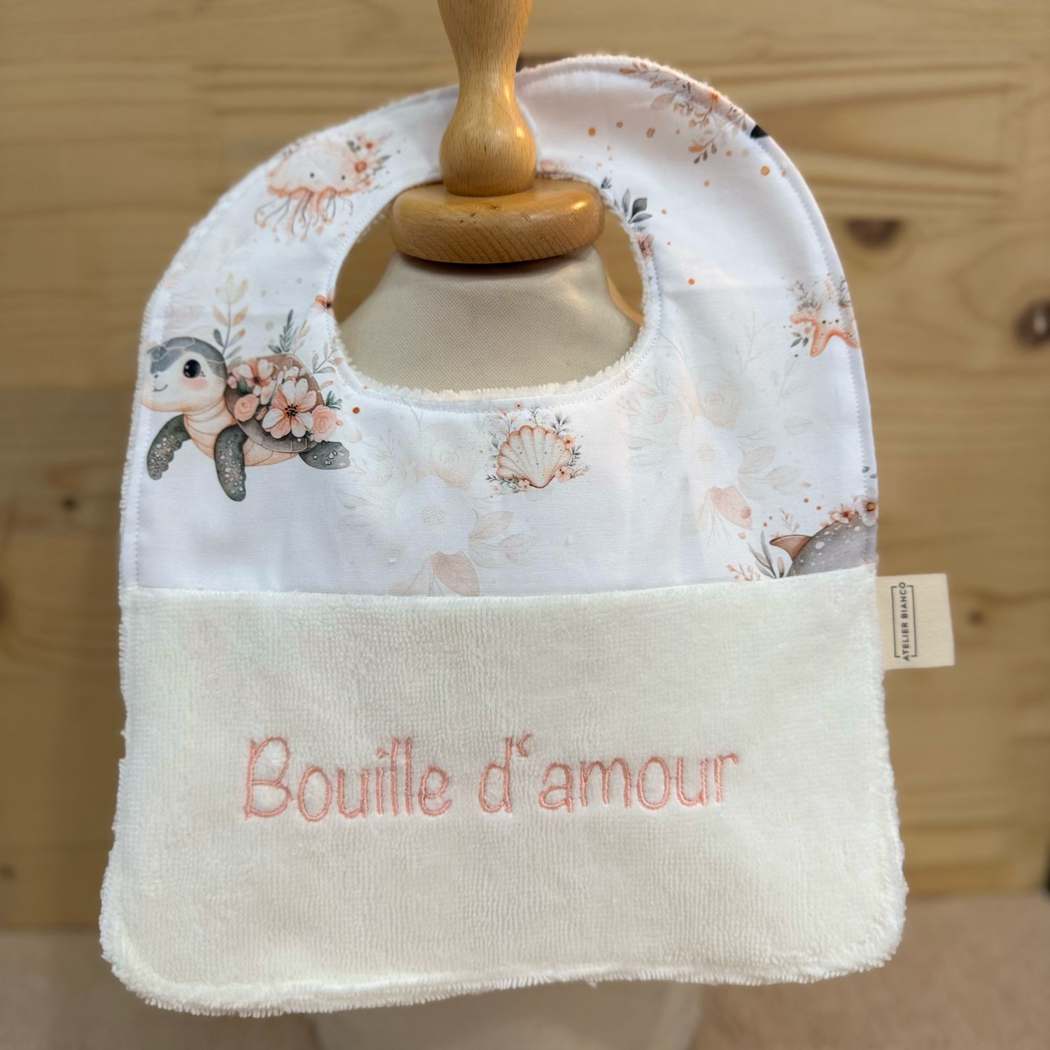? Personalized Baby Bib in Cotton and Bamboo – Handmade Newborn Gift, Soft and Unique