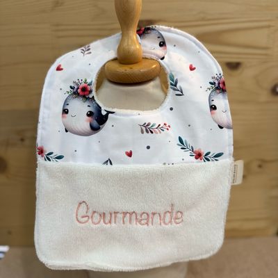 ? Personalized Baby Bib in Cotton and Bamboo – Handmade Newborn Gift, Soft and Unique